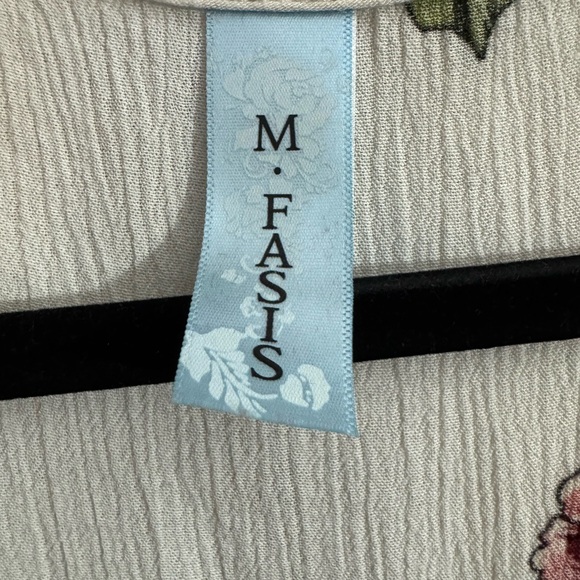 M.FASIS Floral Tie Front Blouse Size XL | Cream Red Flower Boho Top - Picture 7 of 7